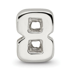 Sterling Silver 925 Number 8 Bead with Polished Finish Solid Design