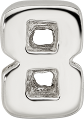 Sterling Silver 925 Number 8 Bead with Polished Finish Solid Design