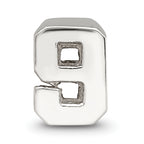 Sterling Silver 925 Number 9 Bead with Polished Solid Finish