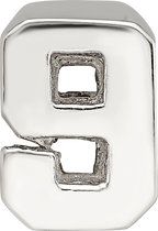 Sterling Silver 925 Number 9 Bead with Polished Solid Finish