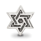 Sterling Silver 925 Kids Star of David Bead with Antiqued Finish Solid Cast Design