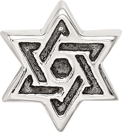 Sterling Silver 925 Kids Star of David Bead with Antiqued Finish Solid Cast Design