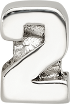 Sterling Silver 925 Kids Number 2 Bead with Polished Finish Solid Design