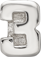 Sterling Silver 925 Polished Kids Bead with Number 3 Solid Design