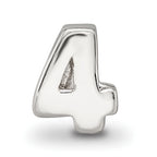 Sterling Silver 925 Kids Number 4 Bead Polished Solid Charm