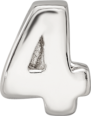 Sterling Silver 925 Kids Number 4 Bead Polished Solid Charm