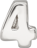 Sterling Silver 925 Kids Number 4 Bead Polished Solid Charm