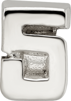 Sterling Silver 925 Kids Bead Number 5 Polished Elegant Design