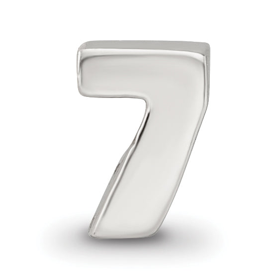 Sterling Silver 925 Kids Number 7 Bead with Polished Finish Solid Design