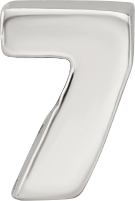 Sterling Silver 925 Kids Number 7 Bead with Polished Finish Solid Design