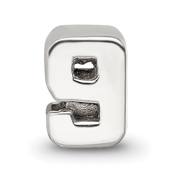 Sterling Silver 925 Polished Kids Number 9 Bead Solid and Casted