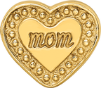 Sterling Silver 925 Gold-Plated Mom Heart Bead with Polished Finish