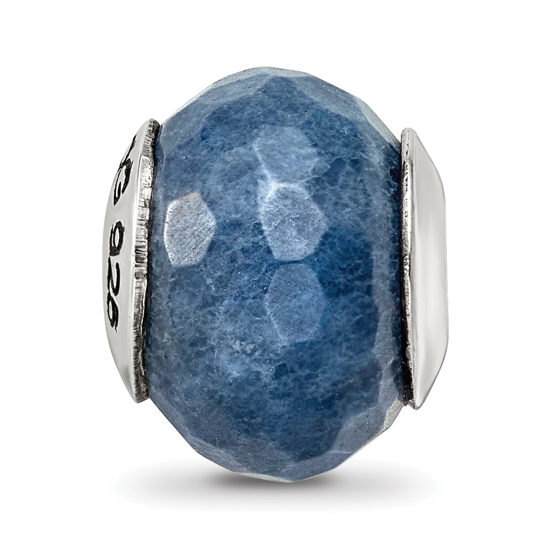 Sterling Silver 925 Dark Blue Quartz Bead with Polished Finish