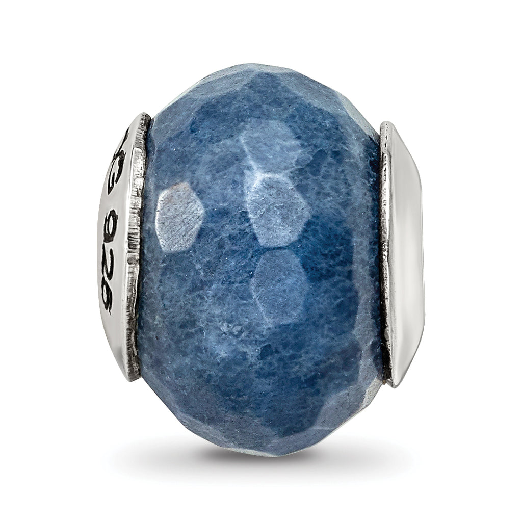 Sterling Silver 925 Dark Blue Quartz Bead with Polished Finish