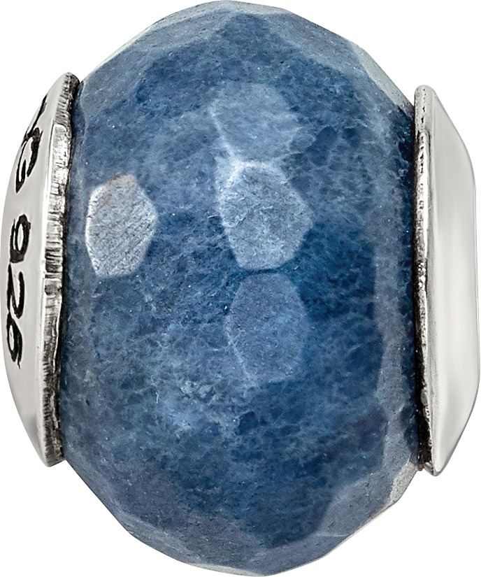 Sterling Silver 925 Dark Blue Quartz Bead with Polished Finish