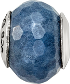 Sterling Silver 925 Dark Blue Quartz Bead with Polished Finish