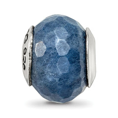 Sterling Silver 925 Dark Blue Quartz Bead with Polished Finish