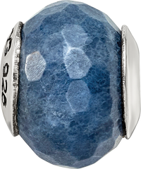 Sterling Silver Reflections Dark Blue Quartz Stone Bead
