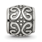 Sterling Silver 925 Antiqued Bali Bead with Scroll and Dots Design