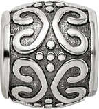 Sterling Silver 925 Antiqued Bali Bead with Scroll and Dots Design