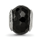 Sterling Silver 925 Polished Black Agate Bead Elegant Earth-Inspired Design