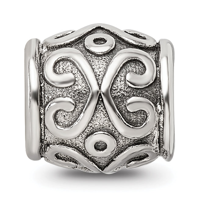 Sterling Silver 925 Antiqued Scroll Bali Bead Solid Casted Elegant Design