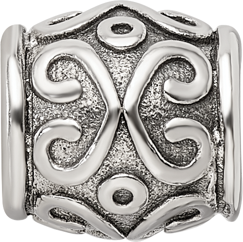 Sterling Silver 925 Antiqued Scroll Bali Bead Solid Casted Elegant Design