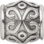 Sterling Silver 925 Antiqued Scroll Bali Bead Solid Casted Elegant Design