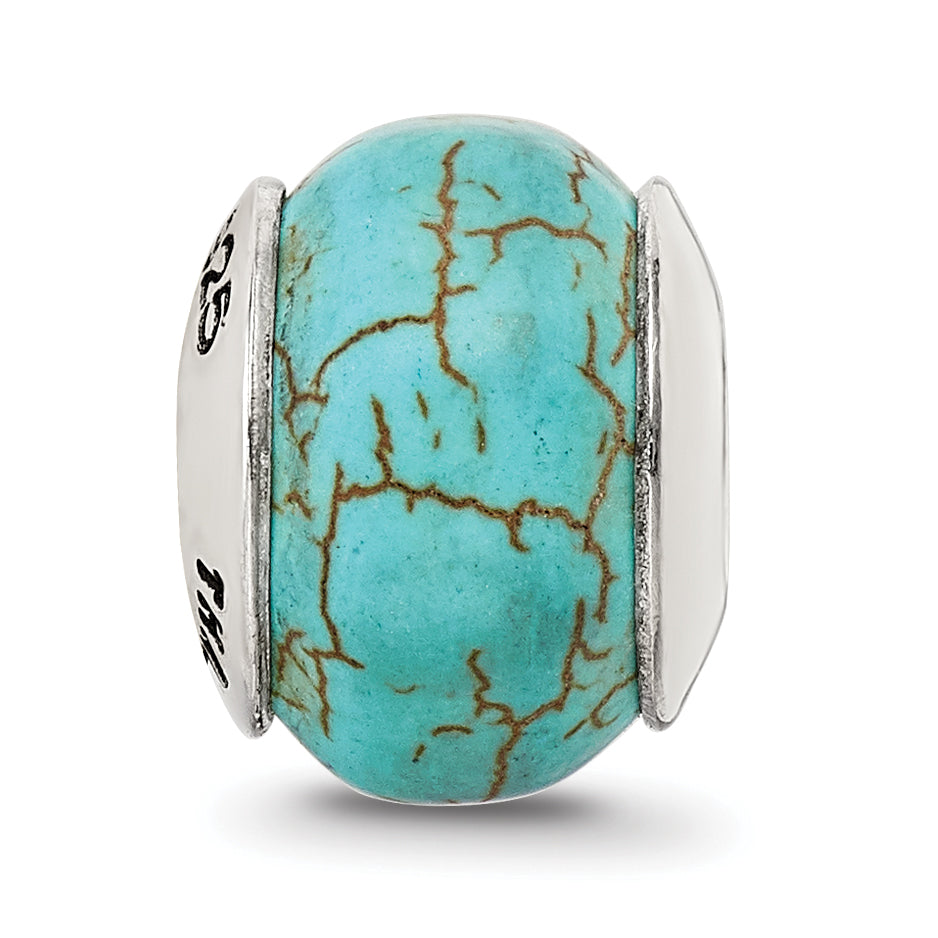 Sterling Silver Reflections Blue Magnesite Stone Bead