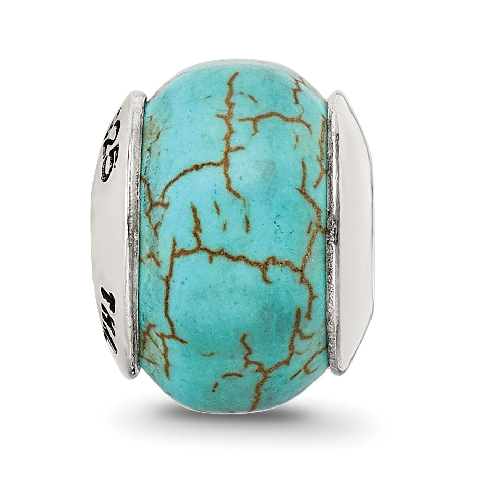 Sterling Silver 925 Blue Magnesite Bead with Polished Finish