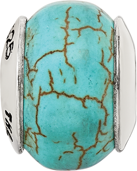 Sterling Silver 925 Blue Magnesite Bead with Polished Finish