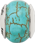 Sterling Silver 925 Blue Magnesite Bead with Polished Finish
