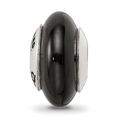 Sterling Silver 925 Black Agate Bead with Polished Finish Elegant