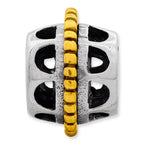 Sterling Silver & 14K Gold Bali Bead with Antiqued Finish