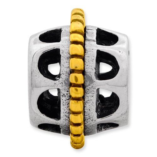 Sterling Silver & 14K Gold Bali Bead with Antiqued Finish
