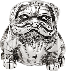 Sterling Silver 925 Bulldog Bead with Antiqued Finish Loyal Pet Lover's Charm