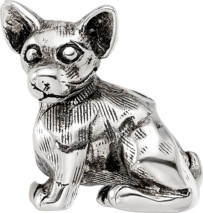 Sterling Silver 925 Chihuahua Bead with Antiqued Finish  Elegant Keepsake for Dog Lovers