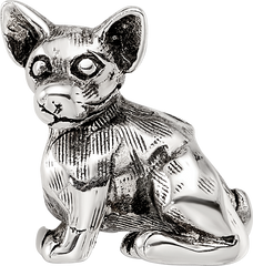 Sterling Silver 925 Chihuahua Bead with Antiqued Finish  Elegant Keepsake for Dog Lovers