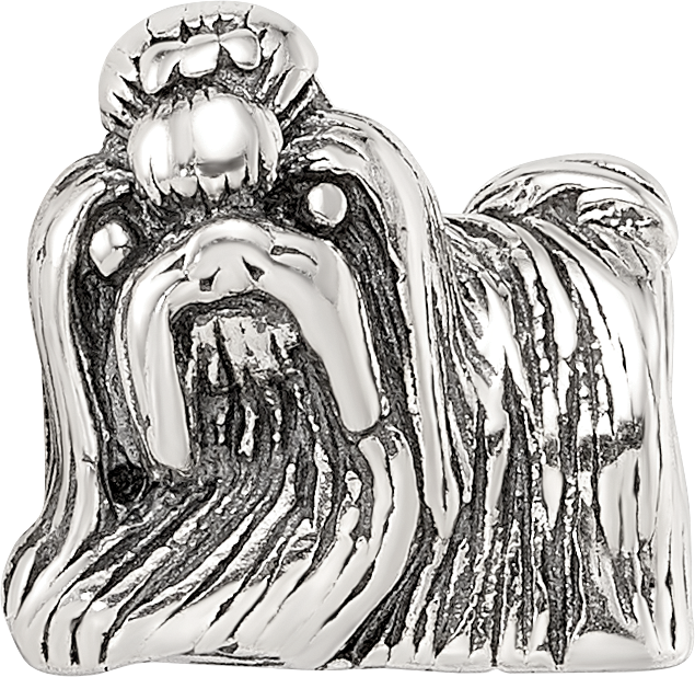 Sterling Silver 925 Shih Tzu Bead with Antiqued Finish  Elegant Pet Lover’s Charm