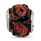 Orange Dichroic Glass Bead Charm in Sterling Silver