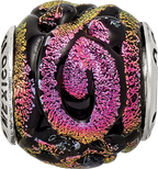 Sterling Silver 925 Purple Dichroic Glass Bead with Polished Finish and Elegant Shine