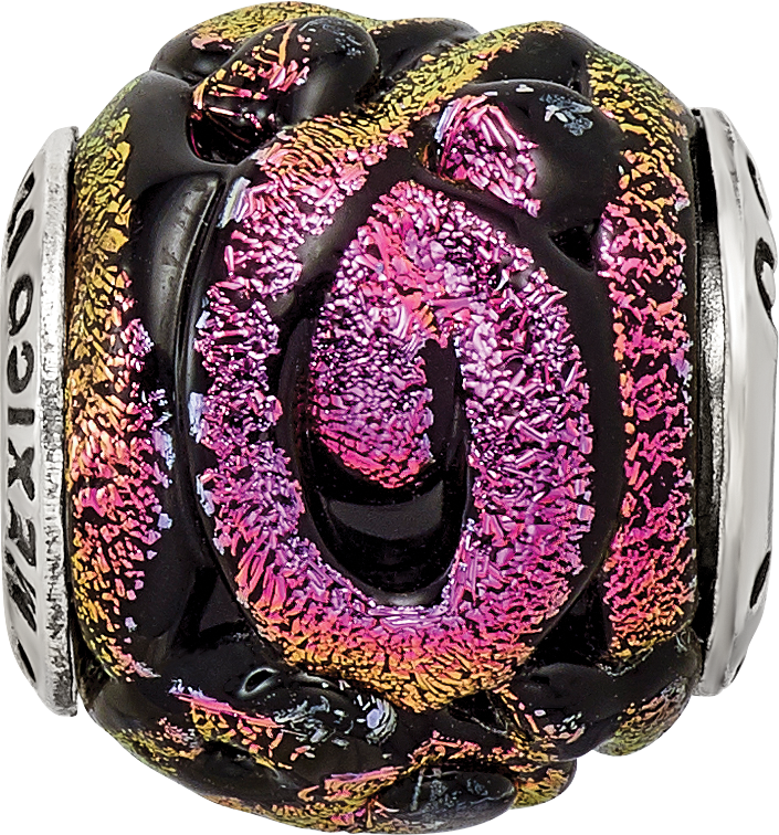 Sterling Silver 925 Purple Dichroic Glass Bead with Polished Finish and Elegant Shine
