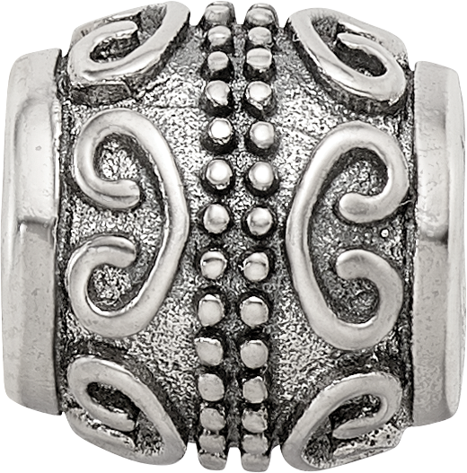 Sterling Silver 925 Bali Scroll Bead with Antiqued Finish Vintage Elegance