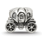 Sterling Silver 925 Pumpkin Carriage Bead with Antiqued Finish Solid Cast