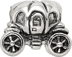 Sterling Silver 925 Pumpkin Carriage Bead with Antiqued Finish Solid Cast
