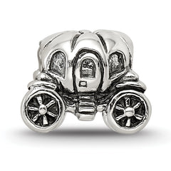 Sterling Silver 925 Pumpkin Carriage Bead with Antiqued Finish Solid Cast