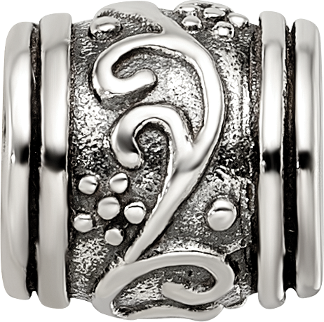 Sterling Silver 925 Floral Bead with Antiqued Finish  Elegant and Timeless