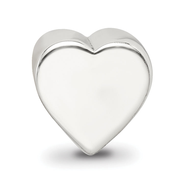 Sterling Silver 925 Heart Themed Bead with Antiqued Finish and Solid Design