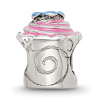 Sterling Silver Reflections Pink Enameled Cupcake Bead