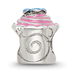 Sterling Silver Reflections Pink Enameled Cupcake Bead